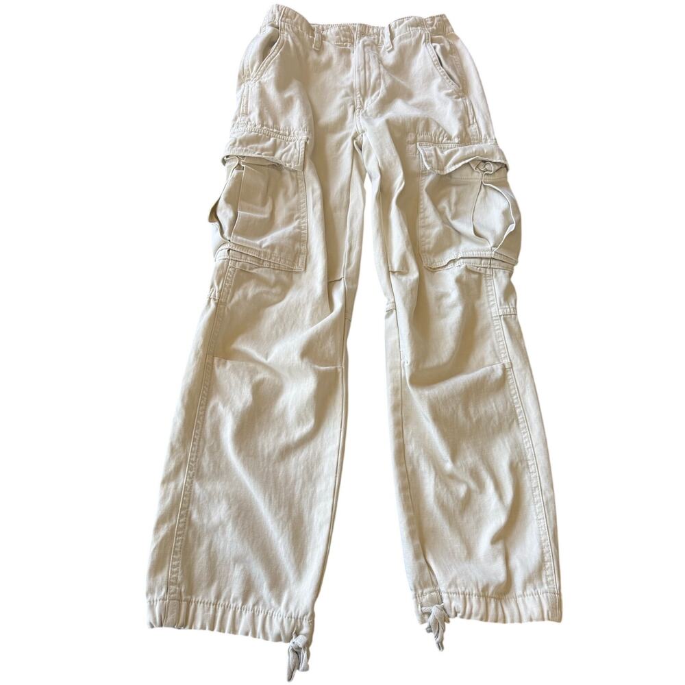 Zara Womens Cargo Pants Size 0 Bone Mid Rise Gorpcore Utility Outdoor Camping